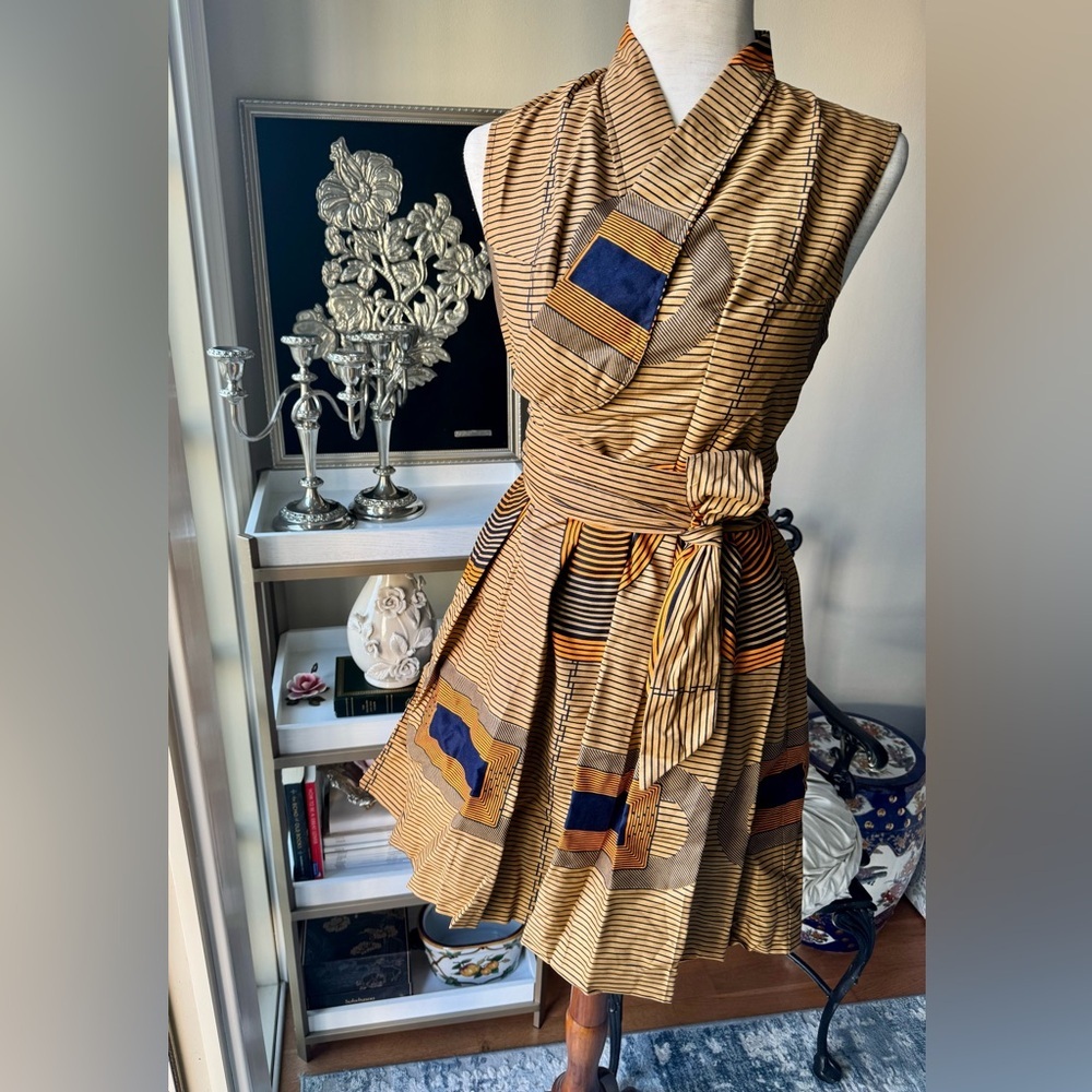 African Chic Striped Mini Dress with Belt